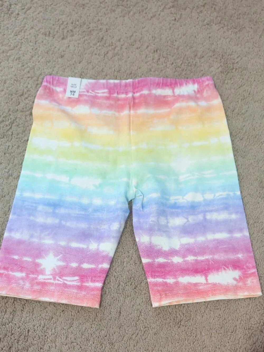 Kids Rainbow Tie-Dye Bike Shorts - Multicolor Rainbow Size Medium 7/8